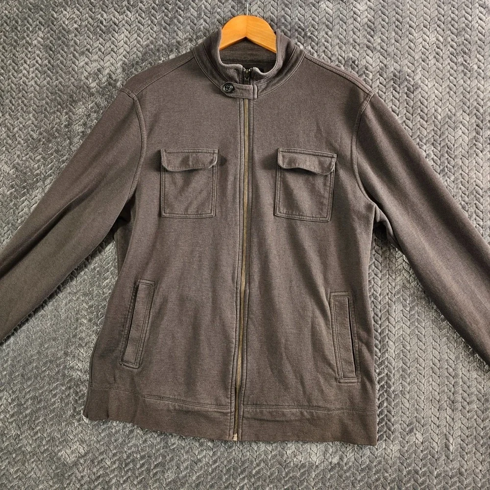 Banana Republic Men's Knit Utility Jacket Full Zip Charcoal Cotton Blend L HOL11